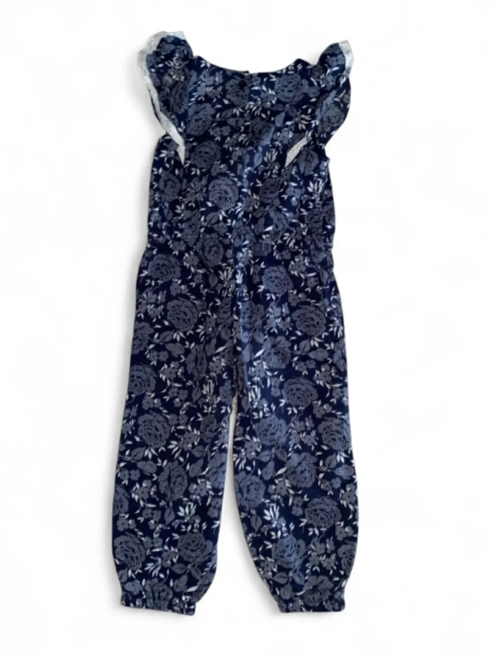 Janie and Jack Navy and White Floral Jumpsuit